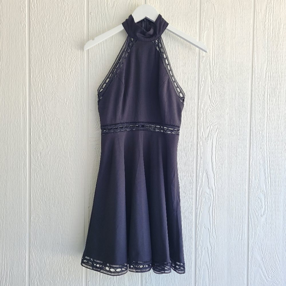 Lulus black halter skater mini dress